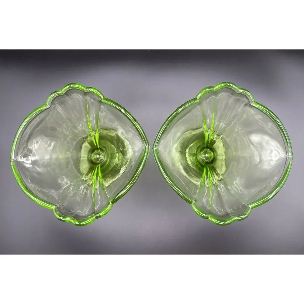 Rastal Green Manganese Glass 5.5” Footed Parfait Dessert Dishes Made In Germany